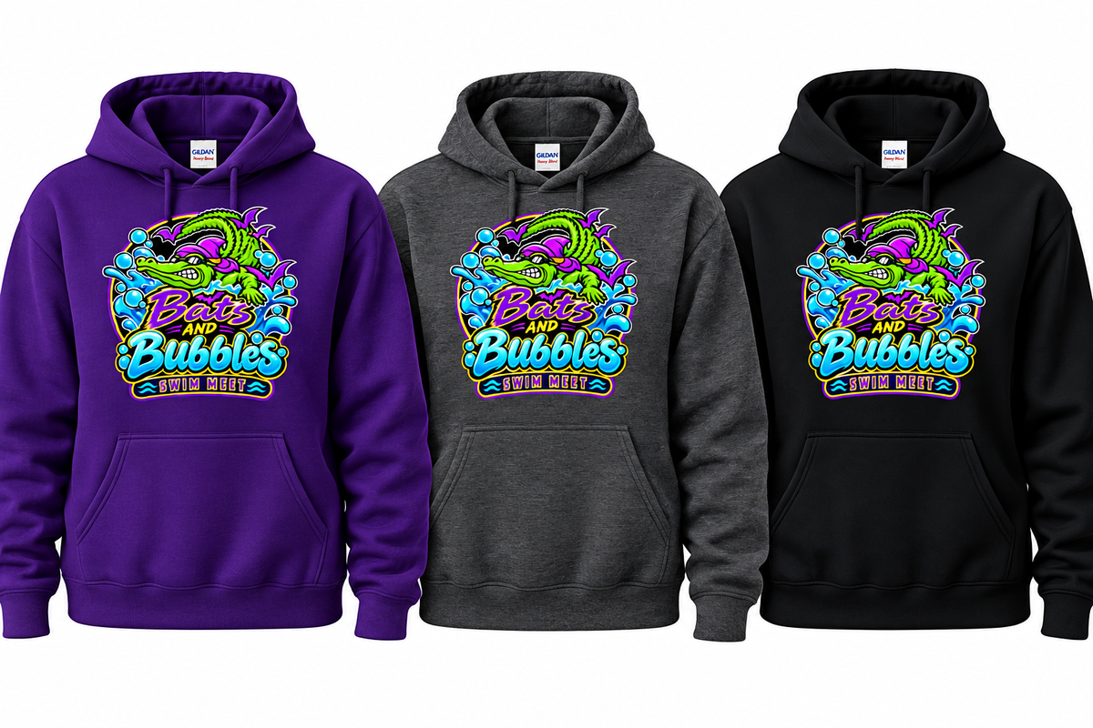 Bats and Bubbles swim meet hoodie