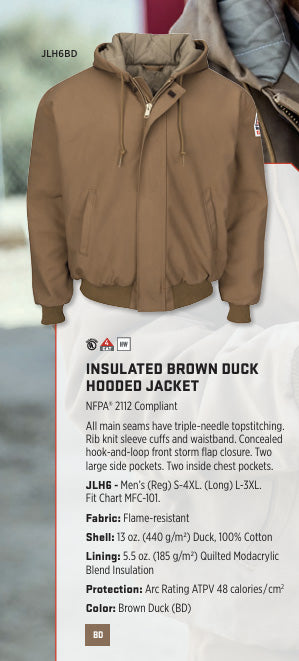 Insulated Brown Duck Hooded Jacket