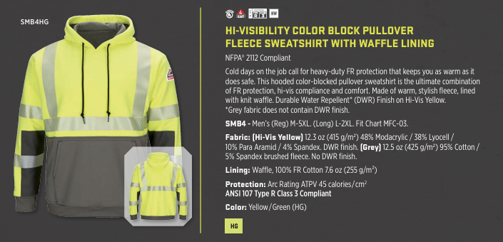 Hi-Visibility Color Block Pullover Fleece Sweatshirt With Lining