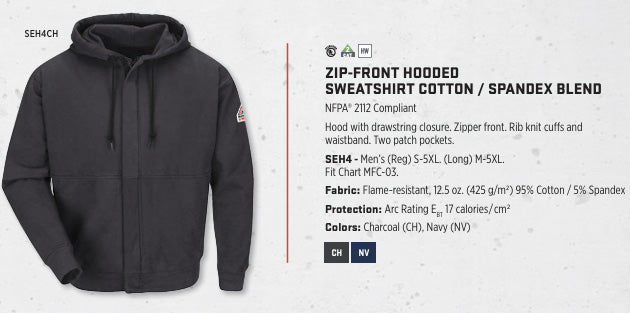 Zip-Front Hooded Sweatshirt Cotton / Spandex Blend