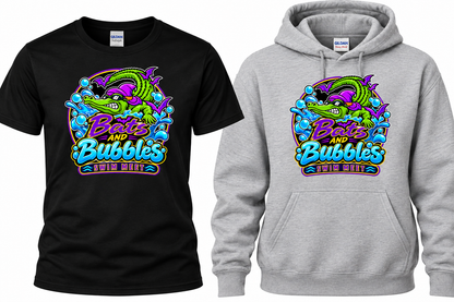 Bats and Bubbles swim meet tshirt