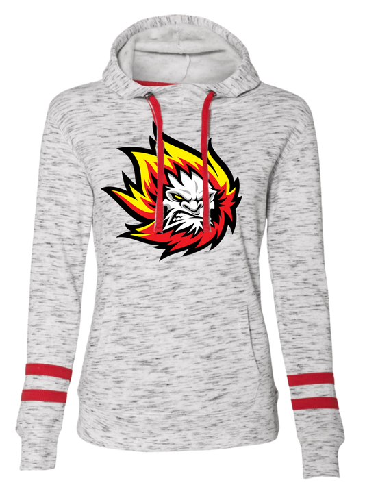 Fleece Striped-Sleeve Hooded Sweatshirt