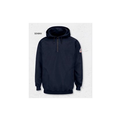 Pullover Hooded Fleece Sweatshirt With 1/4 Zip - Cotton / Spandex Blend