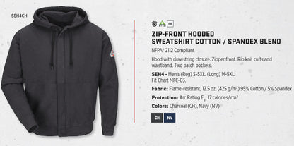 Zip-Front Hooded Sweatshirt Cotton / Spandex Blend